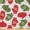 Ambesonne Christmas Fabric by The Yard, Xmas Theme Winter Mitten with Snowflakes and Nordic Roses Print, Decorative Satin Fabric for Home Textiles and Crafts, 1 Yards, Green Red and White